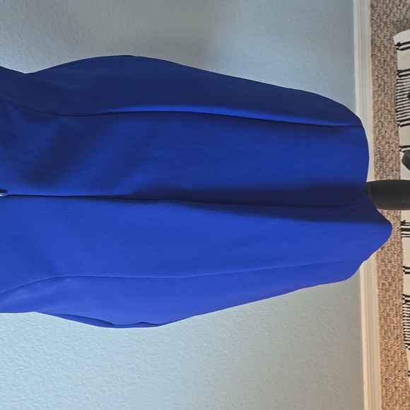 ZARA WOMAN Royal Blue Mini Dress Back Zip Sleeveless Deep V Neck & Back Sz Large - Picture 9 of 14